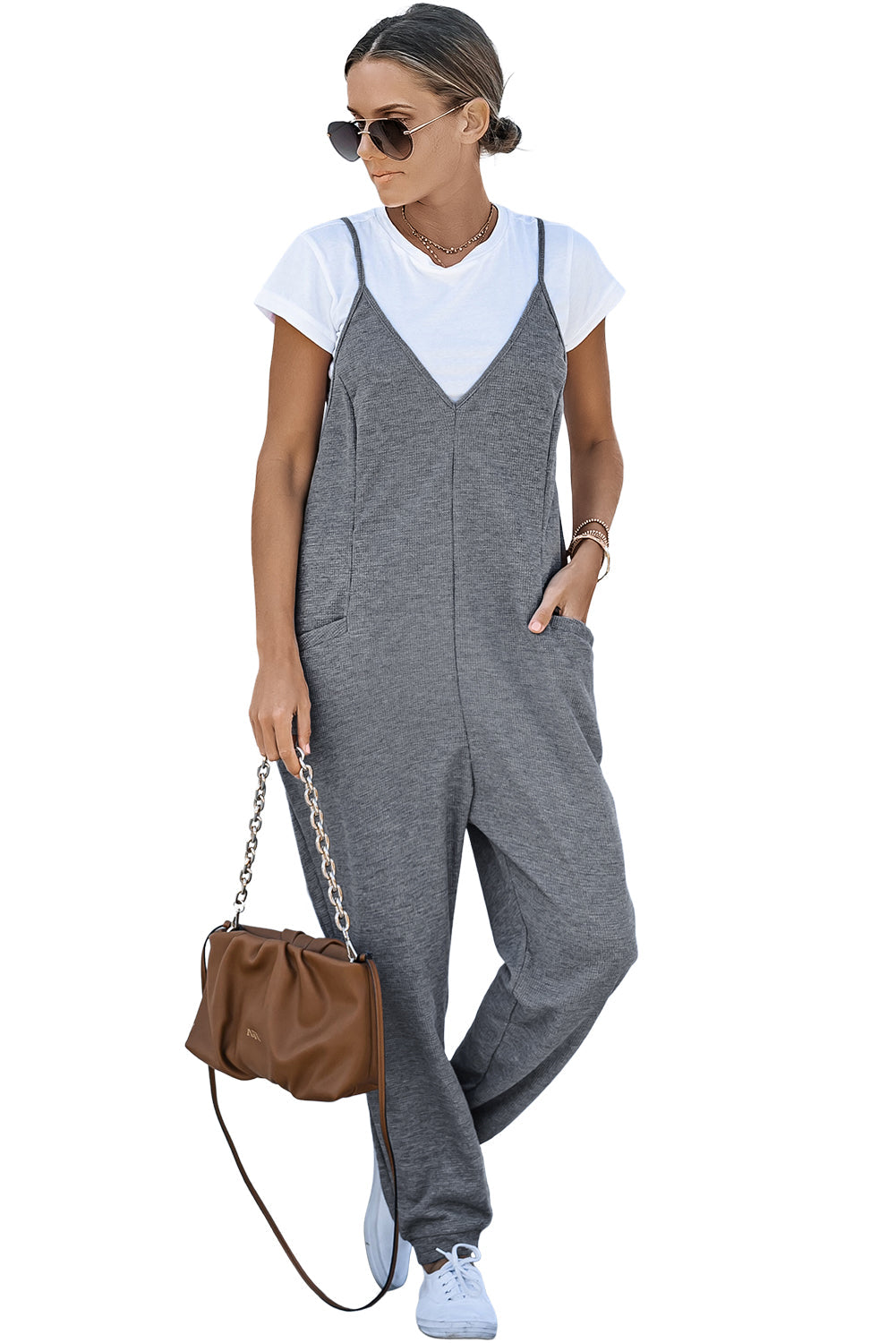 Women's Jumpsuit Featuring Everyday Sleeveless V Neck
