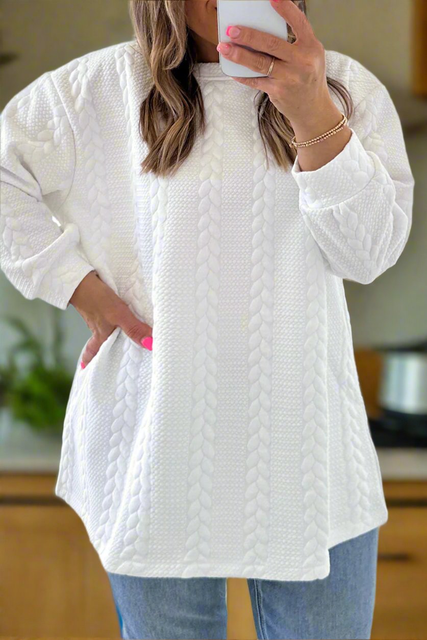 Women's Plus Size Cable Loose Sweatshirt