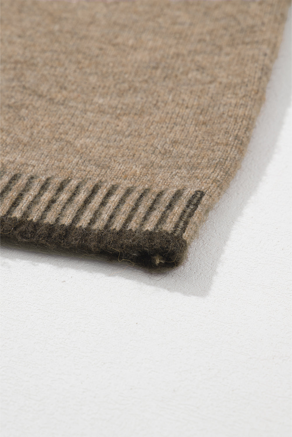 Contrast Trim Mock Neck Drop Shoulder Sweater