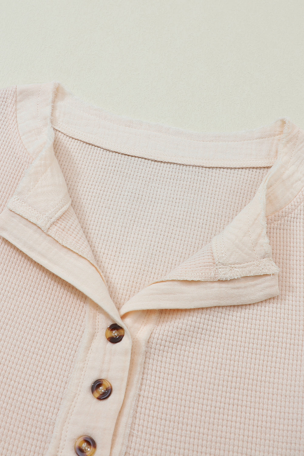 Women's Henley Top Featuring Textured Waffle Knitted