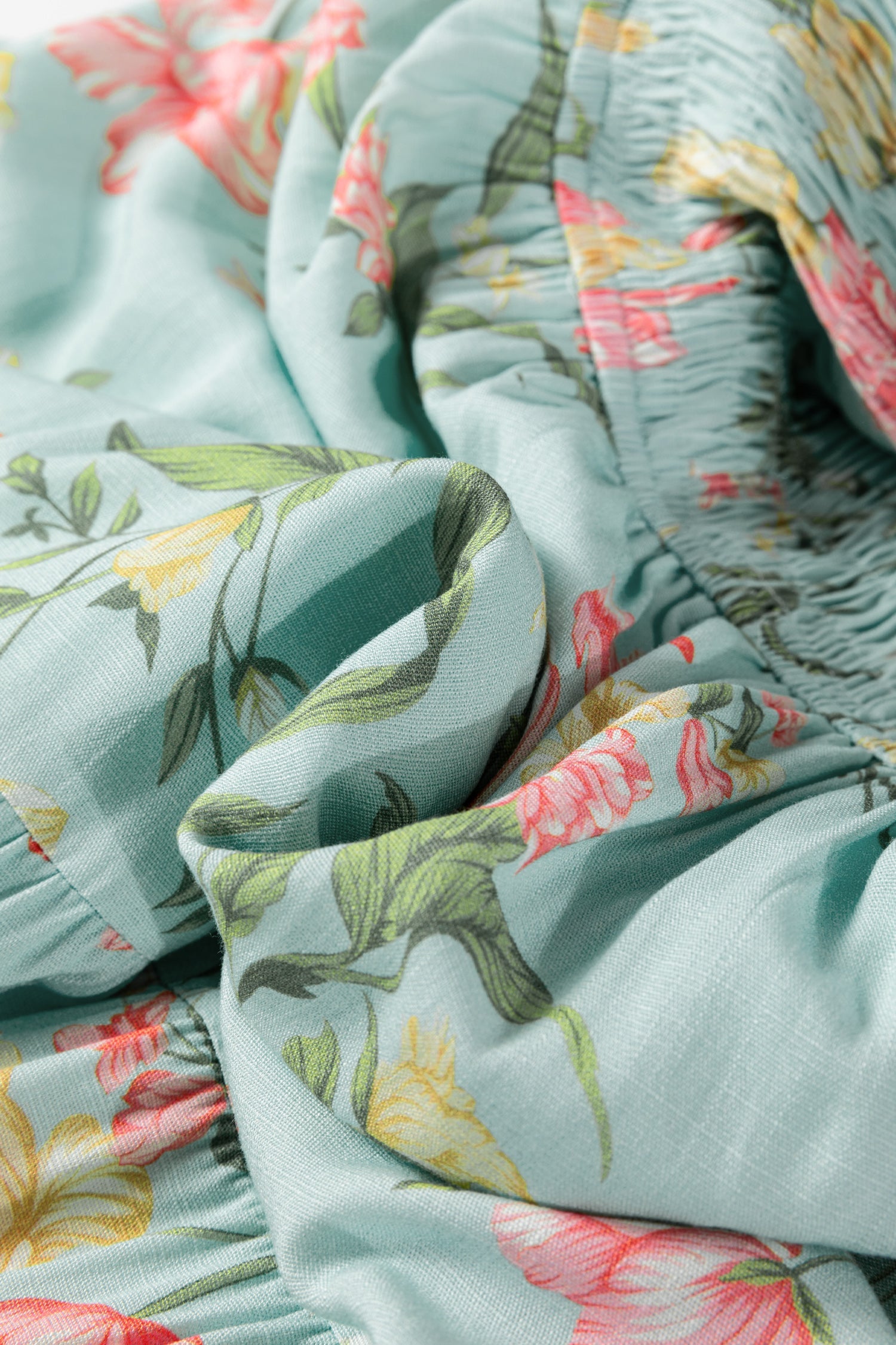Smocked Sleeveless Bodice Ruffled Tiered Floral Maxi Dress