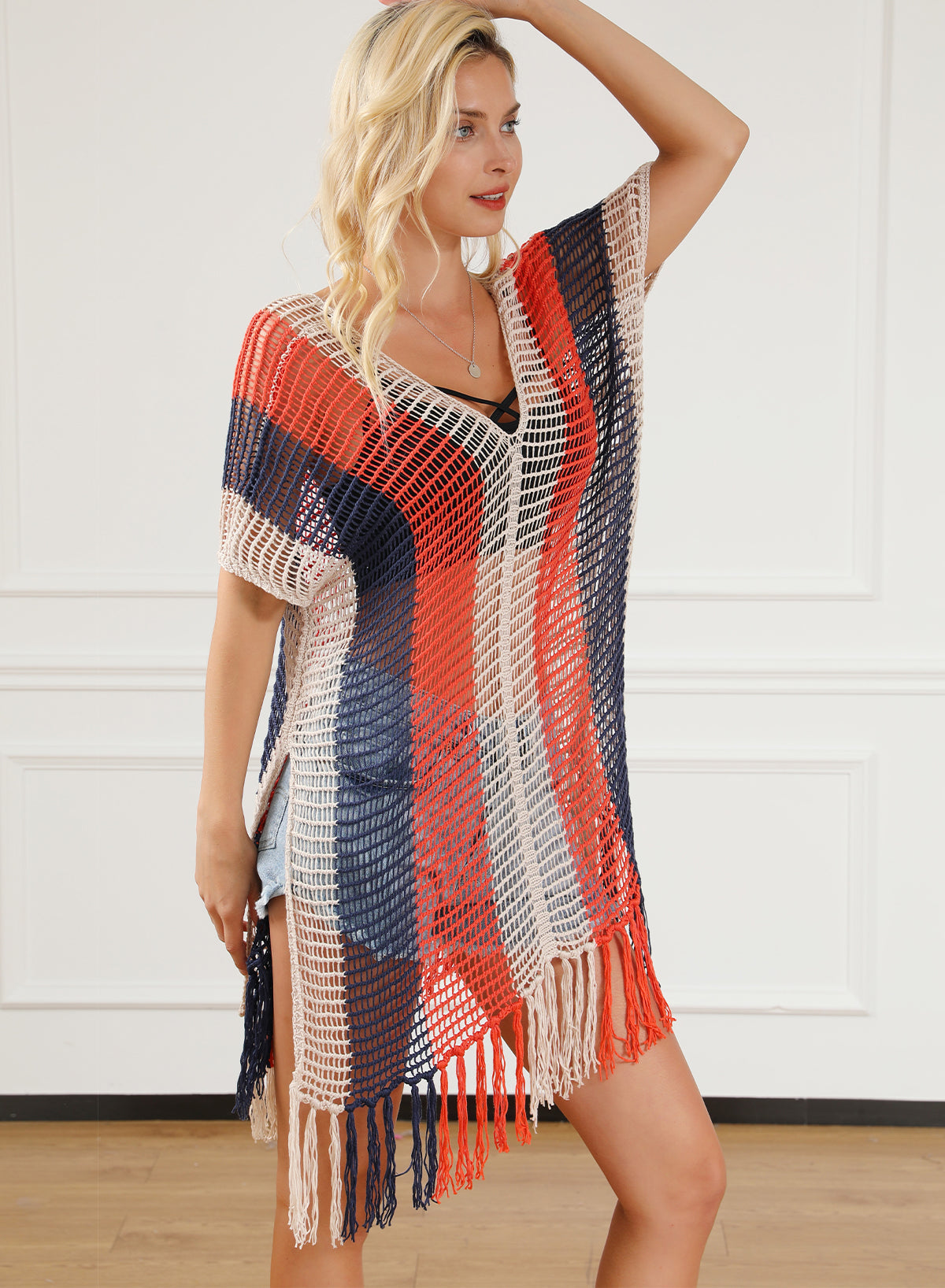 Women's Beach Cover Tassel Crochet Up