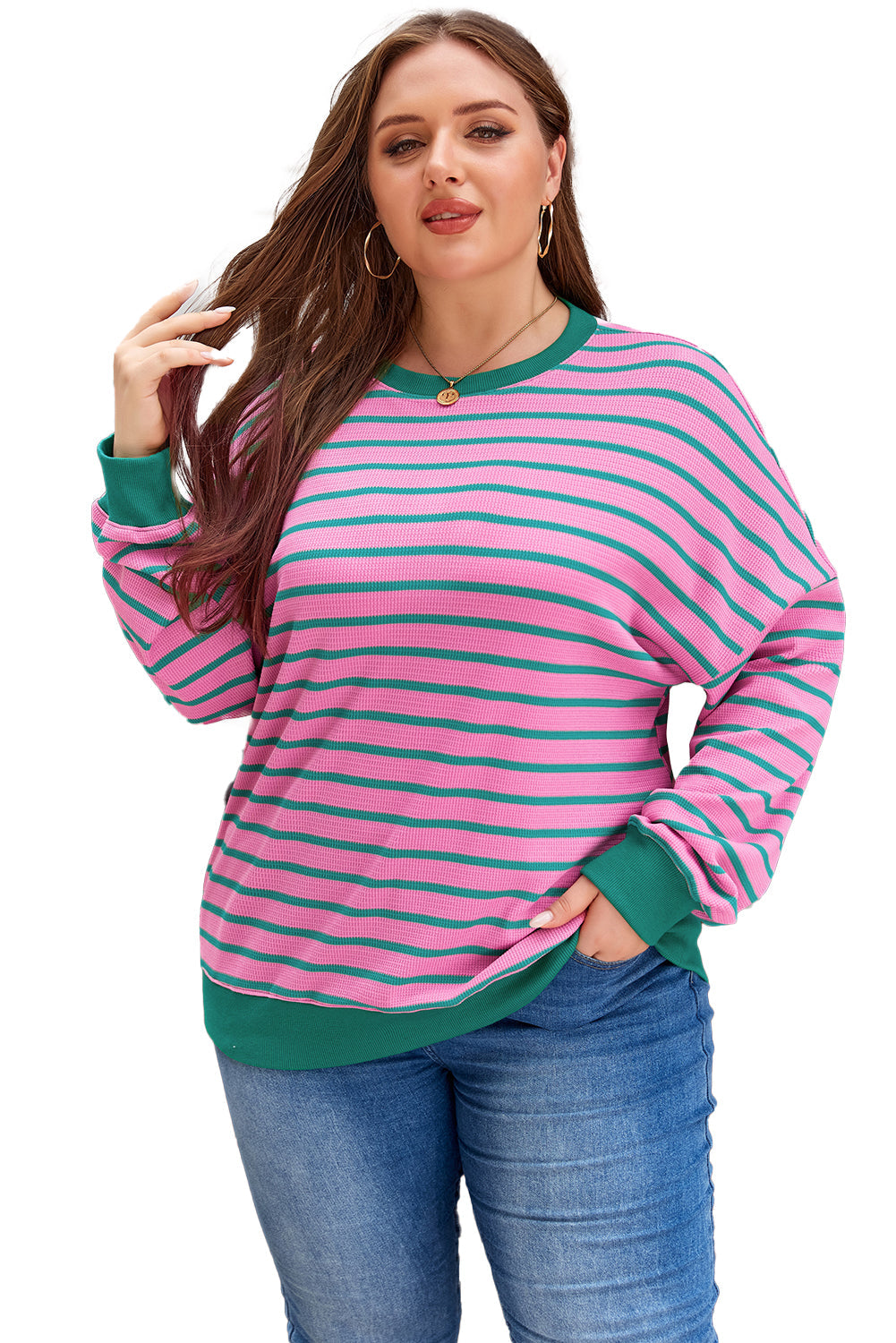 Sweatshirt for Women Plus Size Waffle Knitted