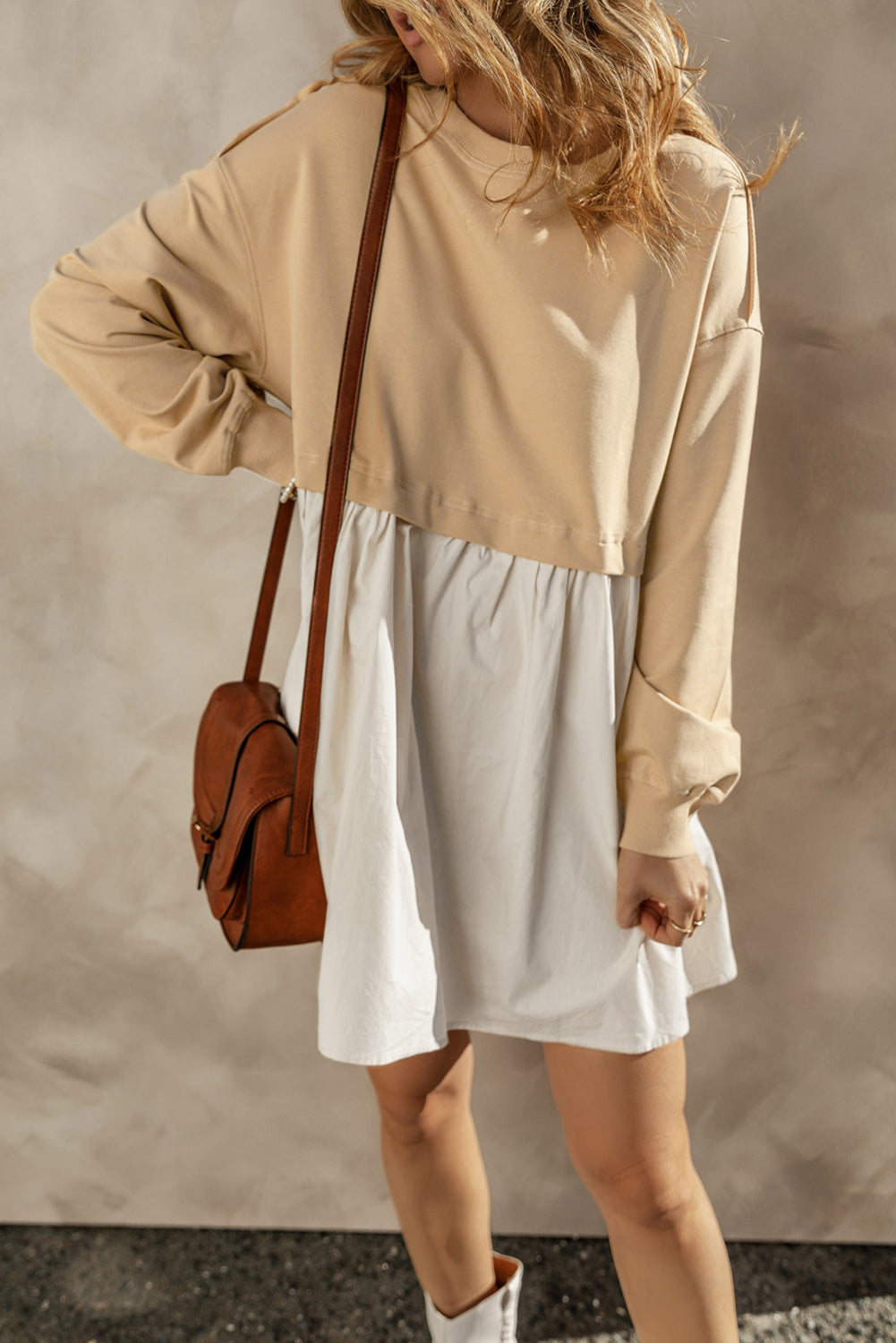 Mini Dress for Women Sweatshirt Poplin