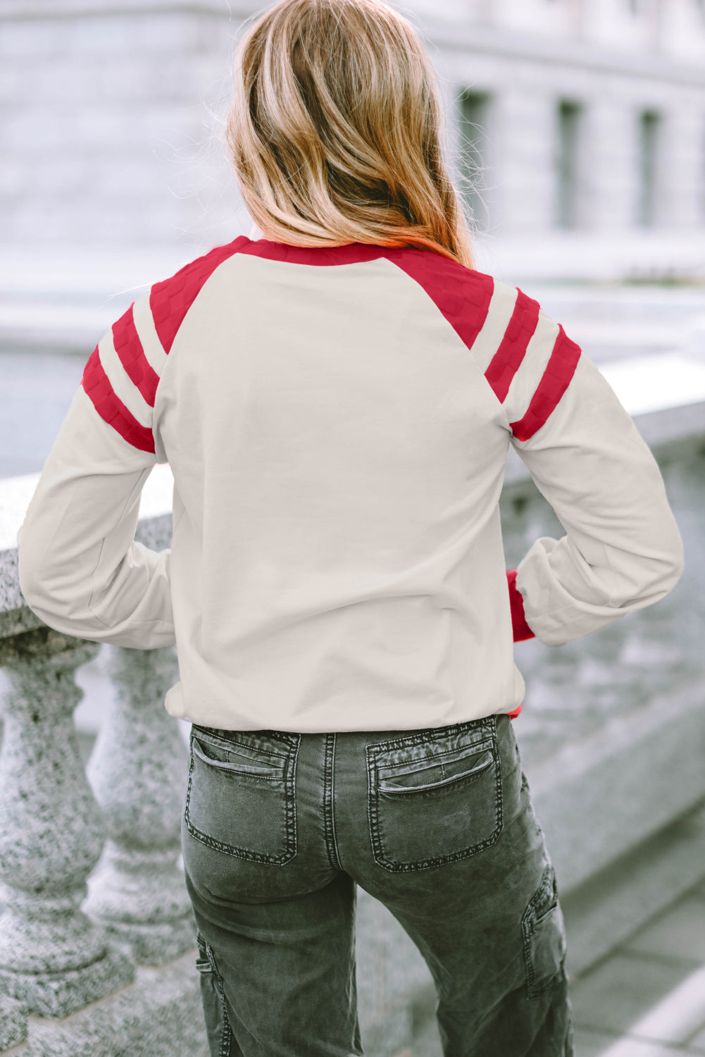 Top for Women Raglan Long-Sleeve Color-Block