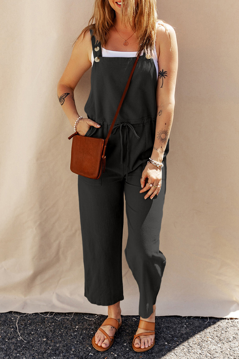 Women's Overall with Cropped Drawcord Straps