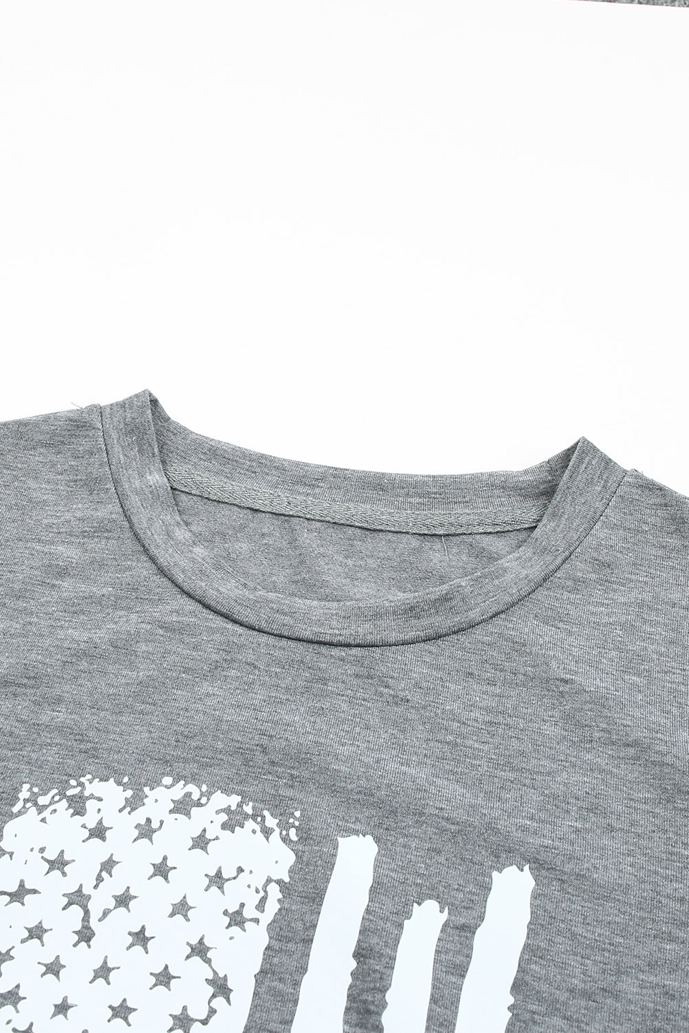 T-shirt for Women Crew Neck America Flag Print