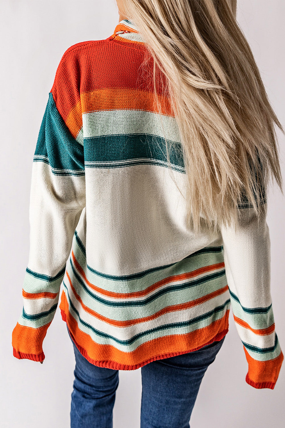 Knit Sweater for Women Cowl Neck Color-Block