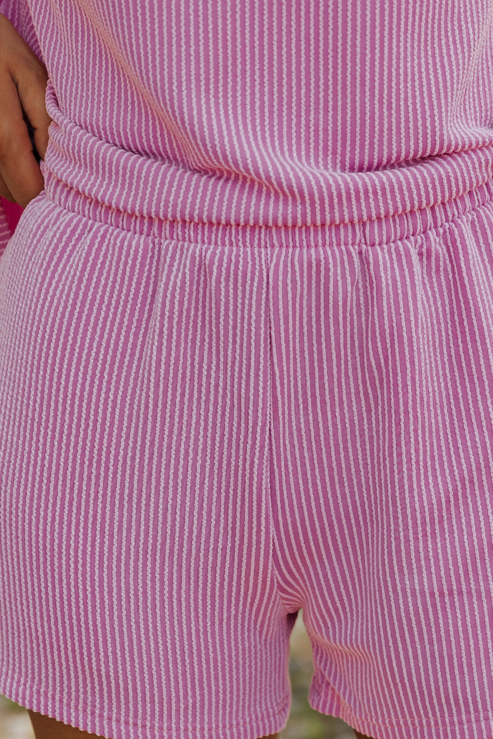 Shorts Set for Women Tee and Knitted Relaxed Fit