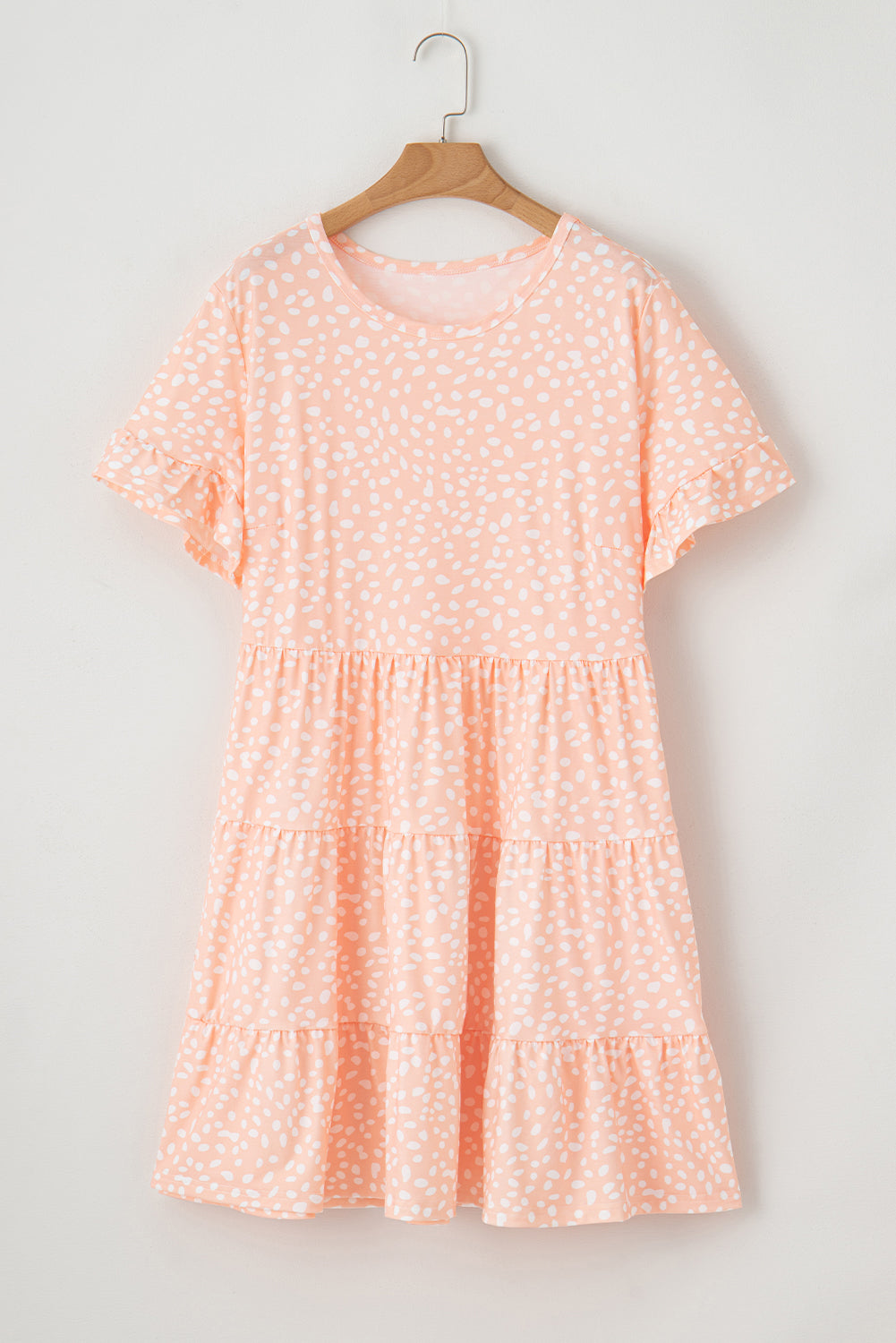 Women's Dress with Cheetah Ruffle-Trimmed Plus Size