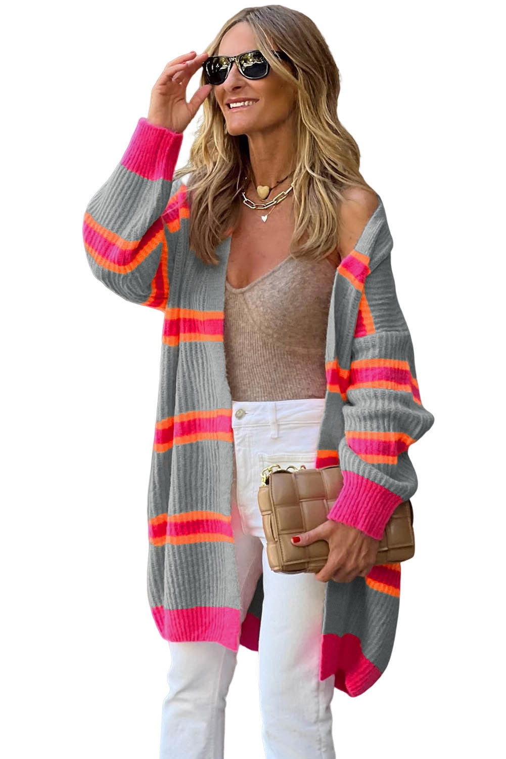 Cardigan for Women Long Knitted Rib-Knitted
