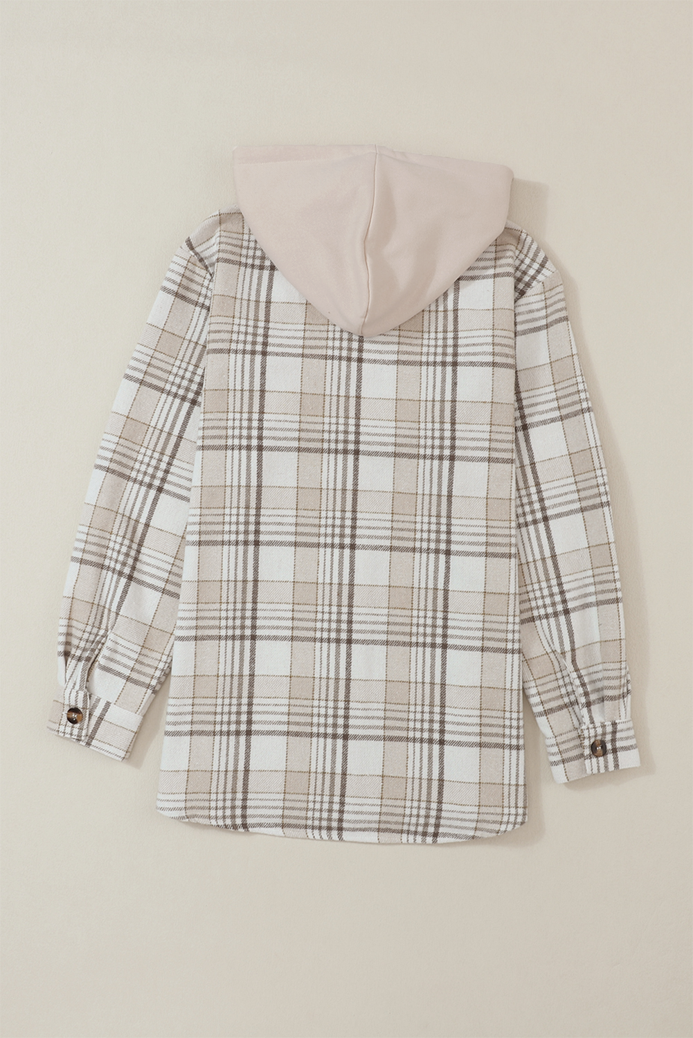 Women's Shacket Featuring Button-Front Plaid Hood