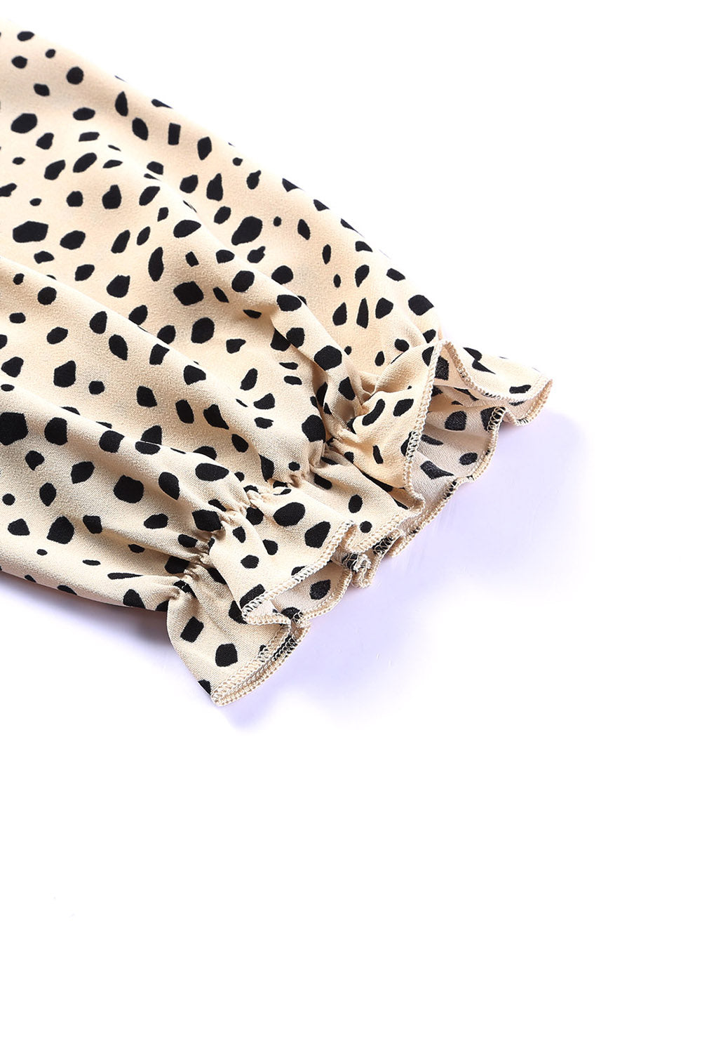 Women's Frill-Trimmed Neck 3/4 Sleeves Cheetah Blouse