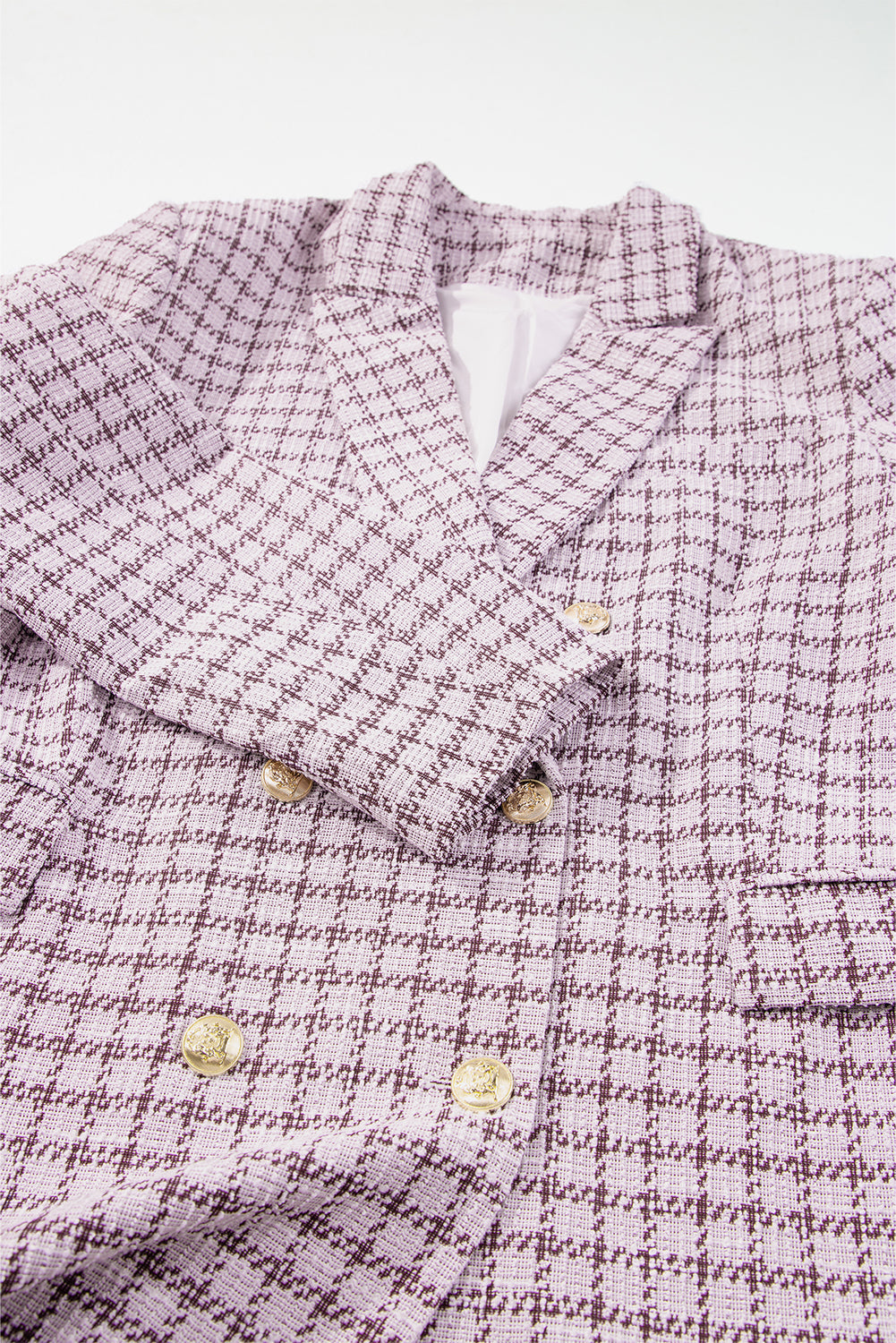 Refined Tweed Plaid Blazer in Burgundy