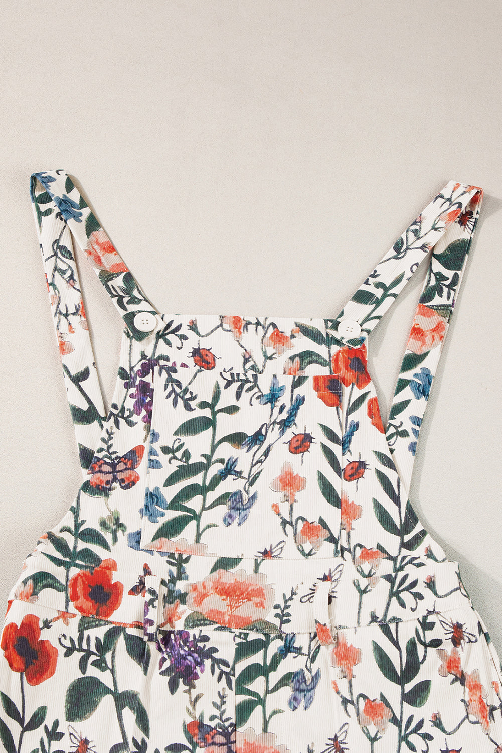 Women's Romper with Floral-Print Print Bib Open-Back