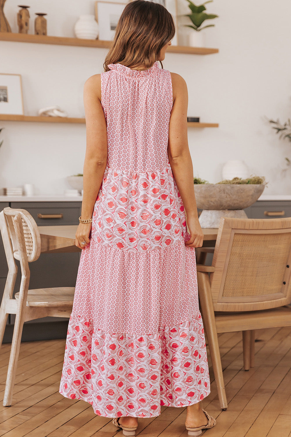 Women's Split Neck Sleeveless Maxi Dress