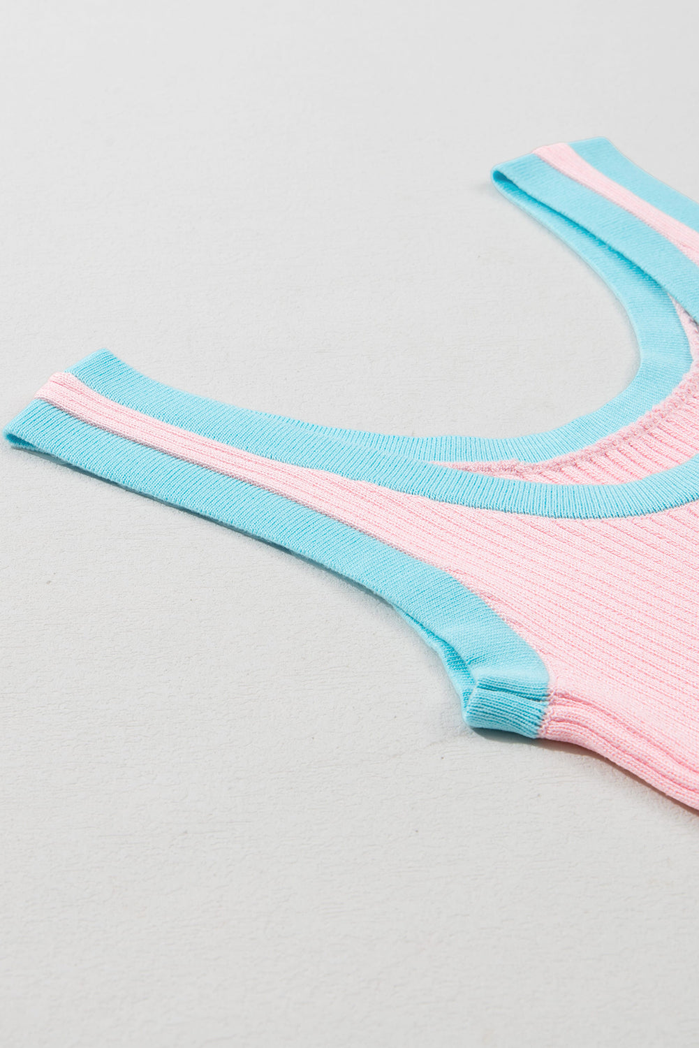 Women's Tank Top Featuring Knitted U Neck Edge Rib-Knitted