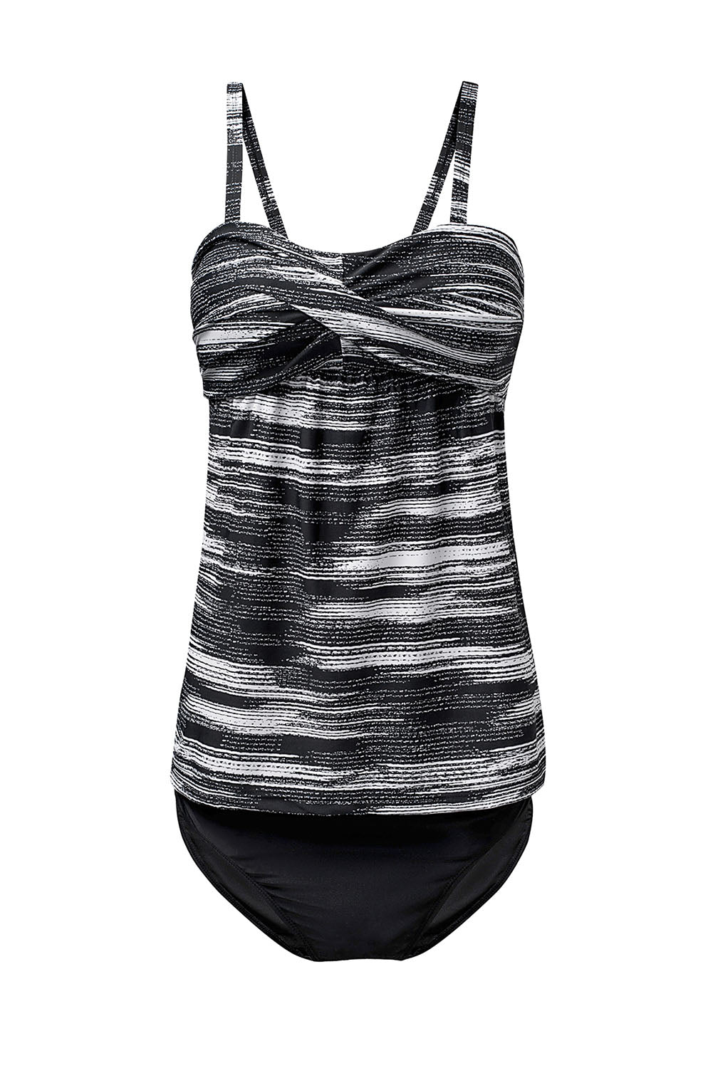 Women's Tankini with Tie Dye Striped Tummy Control