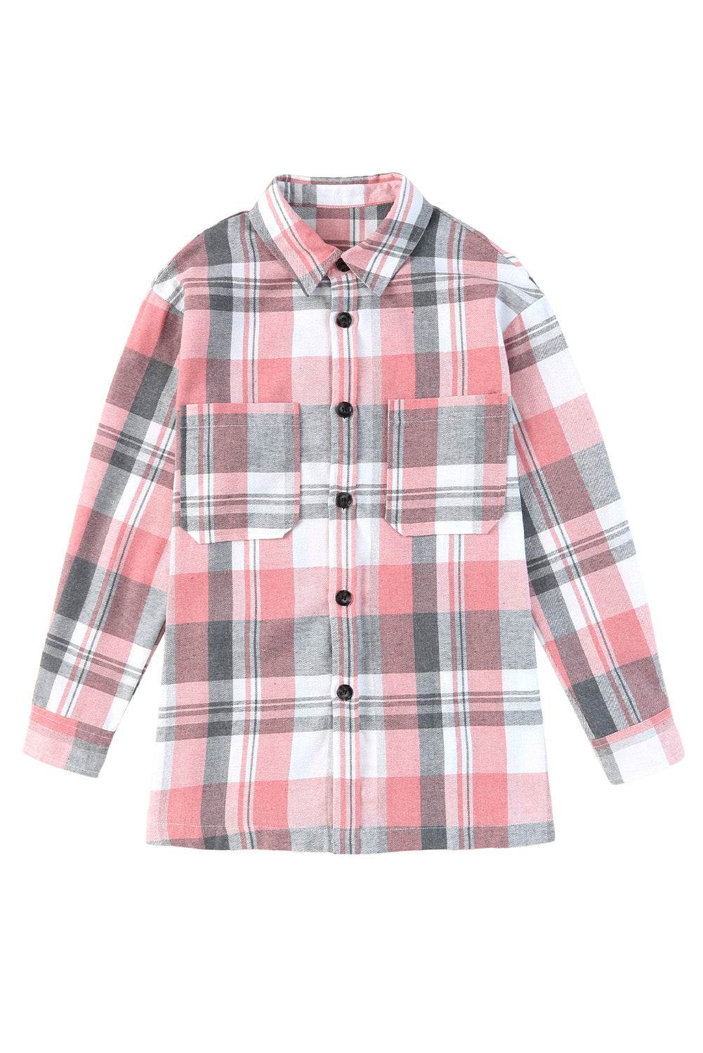 Women's Shacket with Pocket Shirt Plaid Button Up Patch