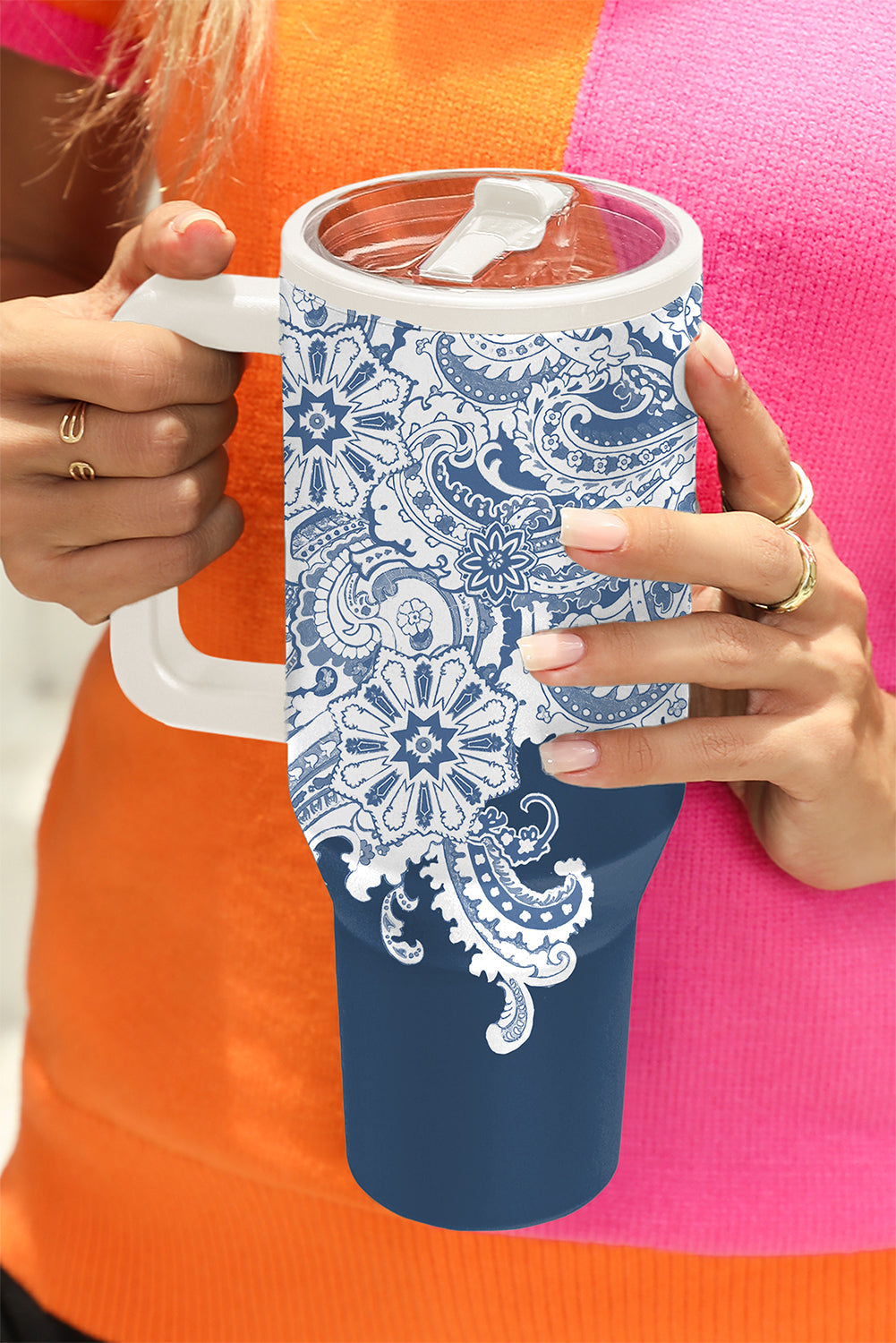 Pattern Print Retro Print Stainless Steel Portable Cup 40oz