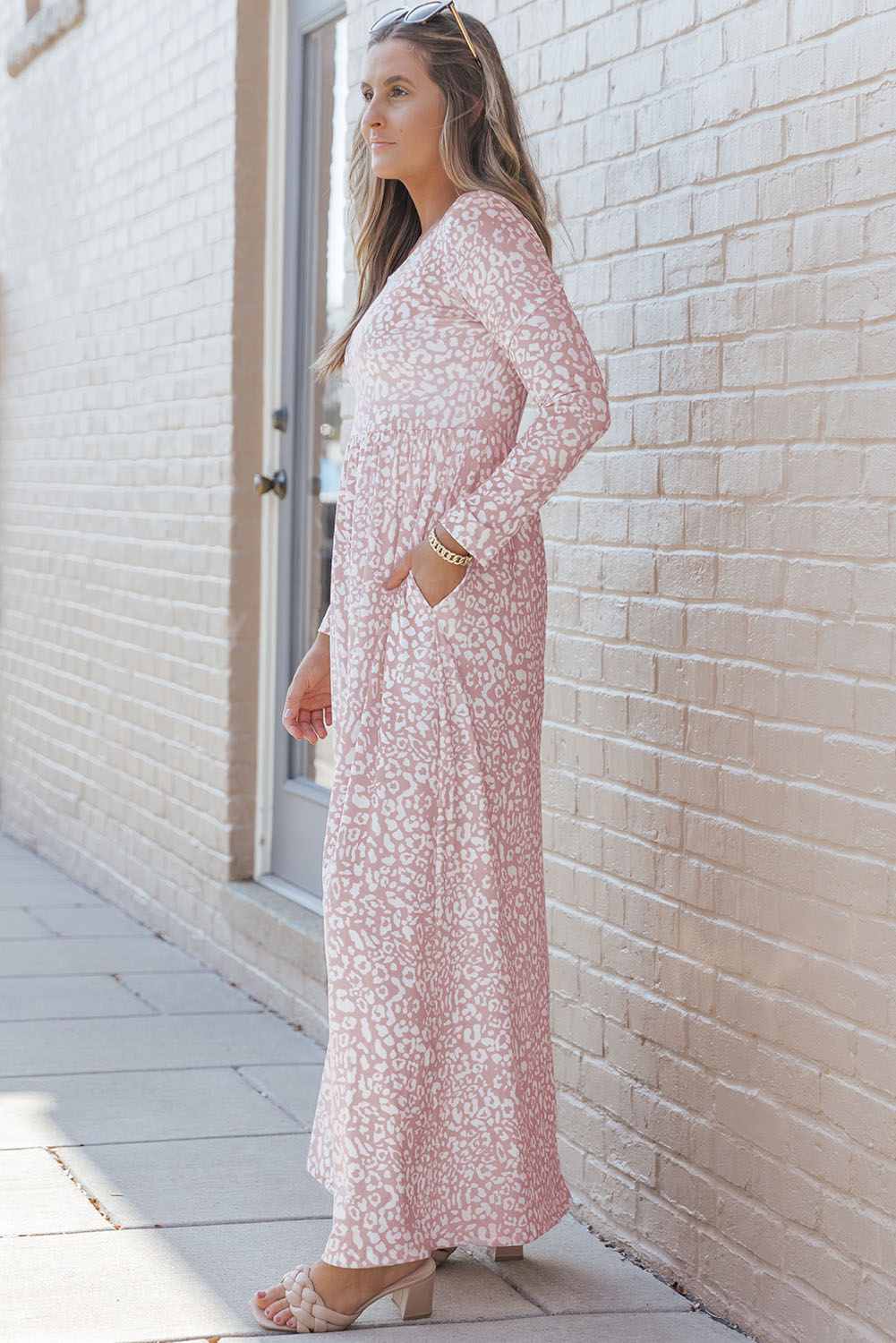 Women's Maxi Dress with Long-Sleeve Empire-Waist