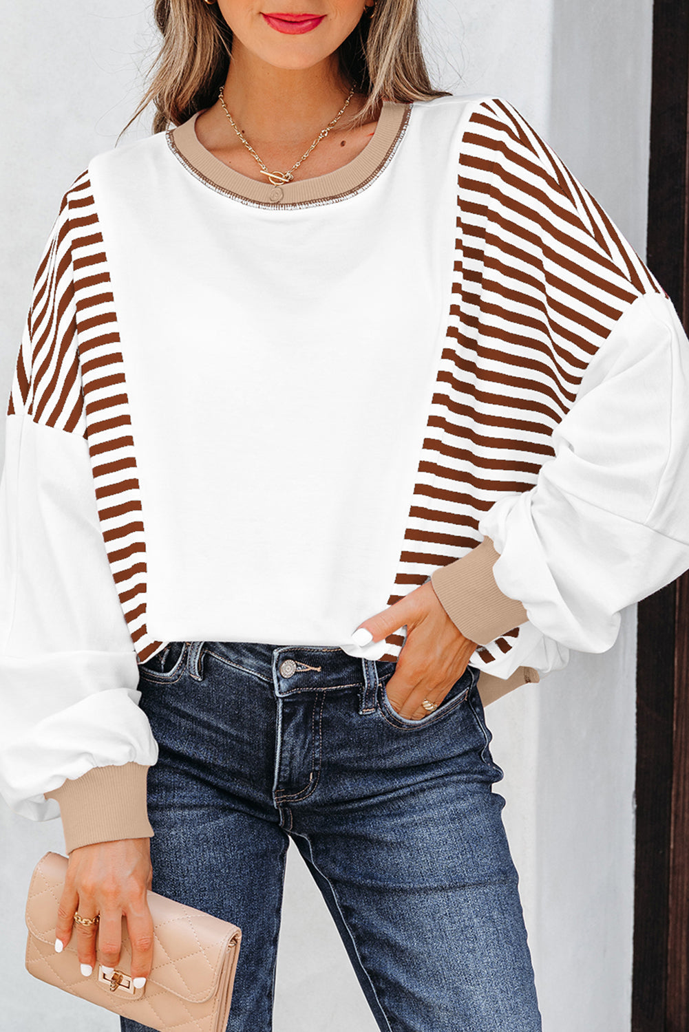 Colorblock Patchwork Contrast Stitching Oversize Sweatshirt