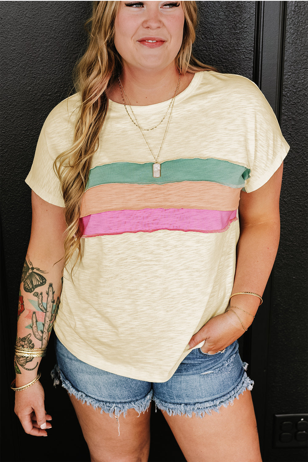 Women's Patchwork Plus Size T Shirt