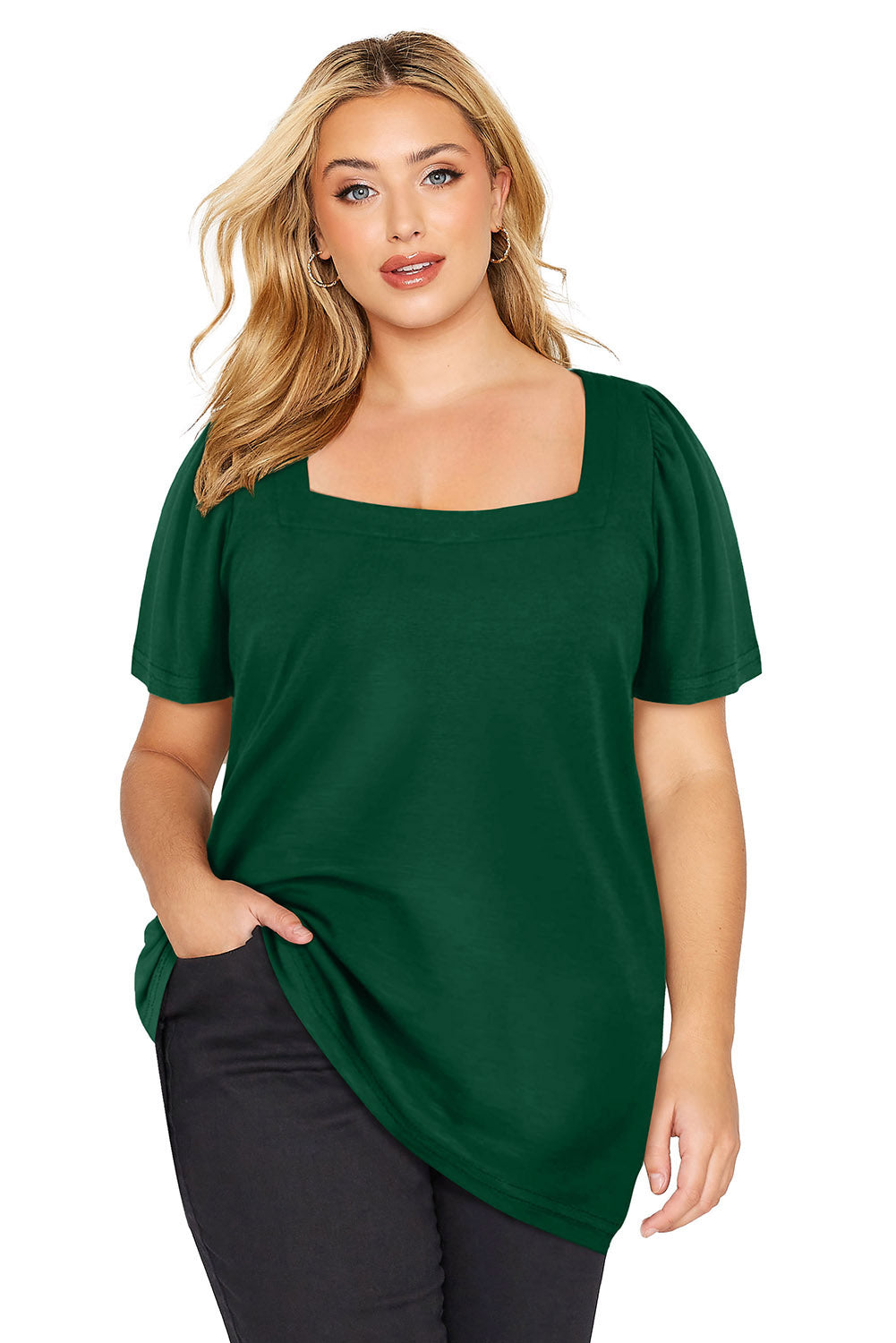 Top for Women Plus Size Ruched Shoulder