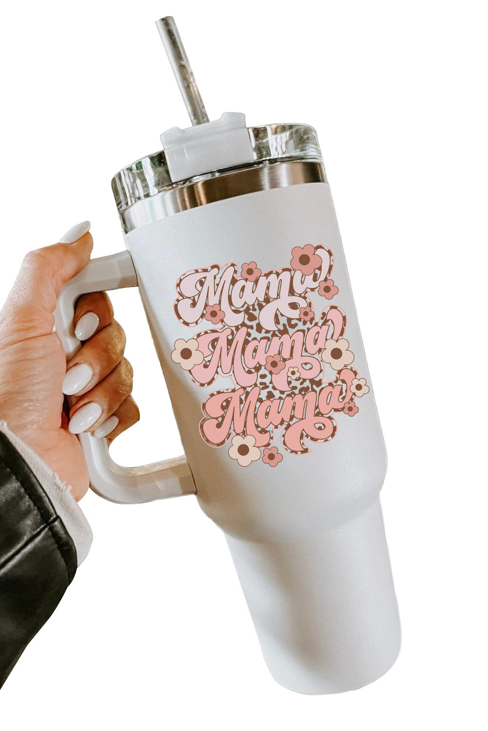 Flower Leopard-Print mama Leopard-Print Stainless Steel Insulate Cup 40oz