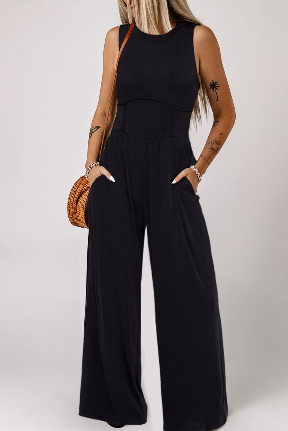 Women's Leg Jumpsuit with Cinched Waist Wide