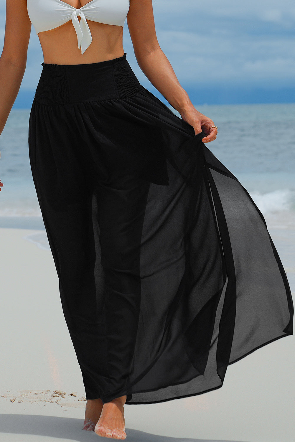 Women's Skirt Featuring High-Rise Chiffon Beach Maxi