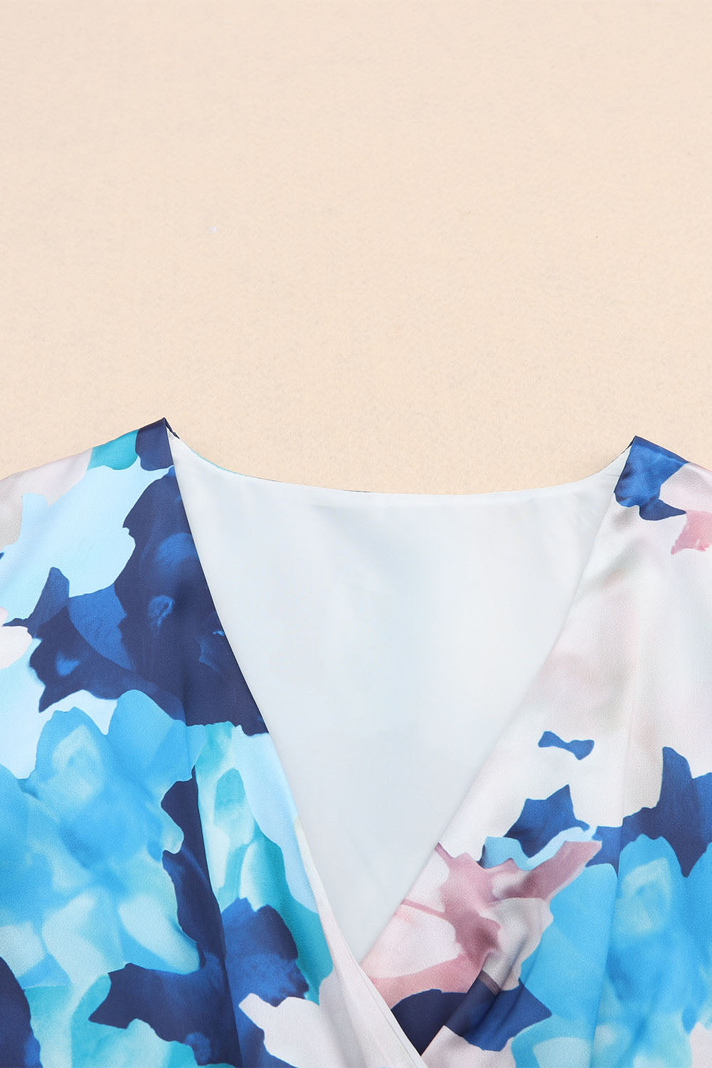 Women's Dress with Ruffle-Trimmed Abstract Floral-Print Long-Sleeve Tie-Front