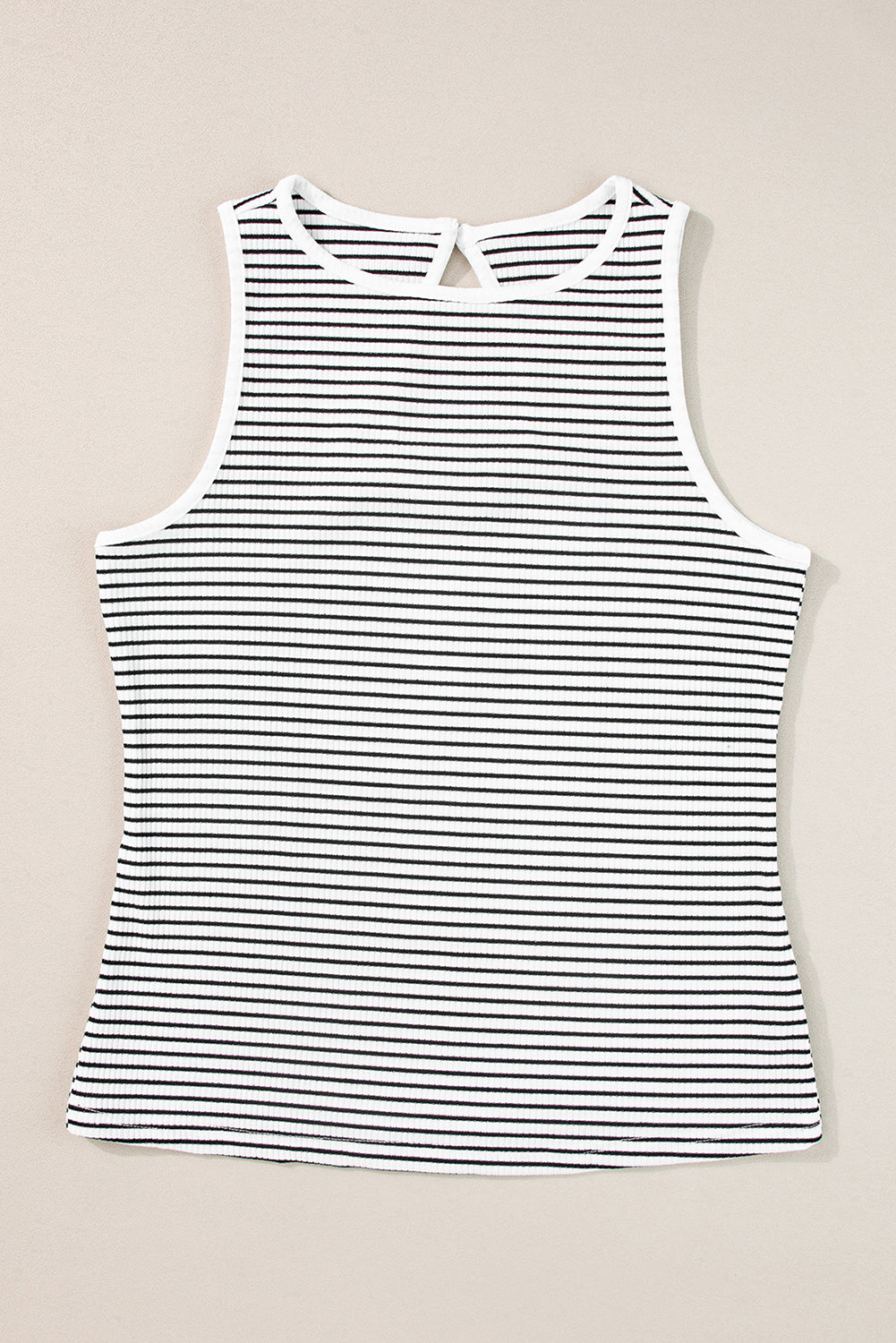 Top for Women Knitted Sleeveless Striped Print Rib-Knitted