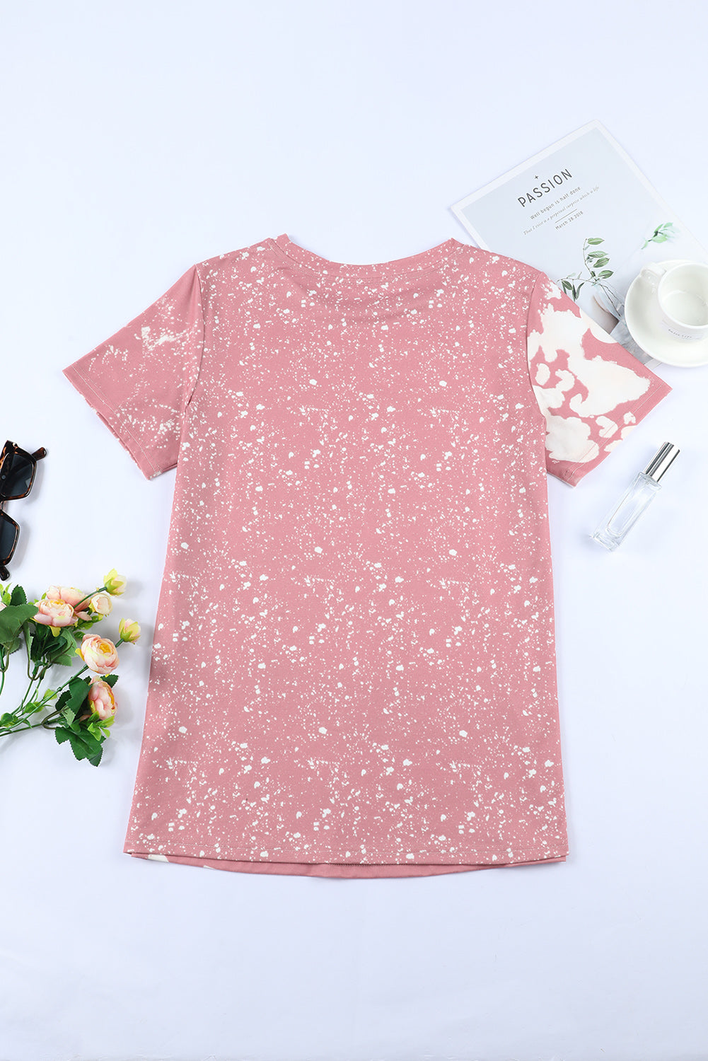 Women's T Shirt with Bleached Short-Sleeve
