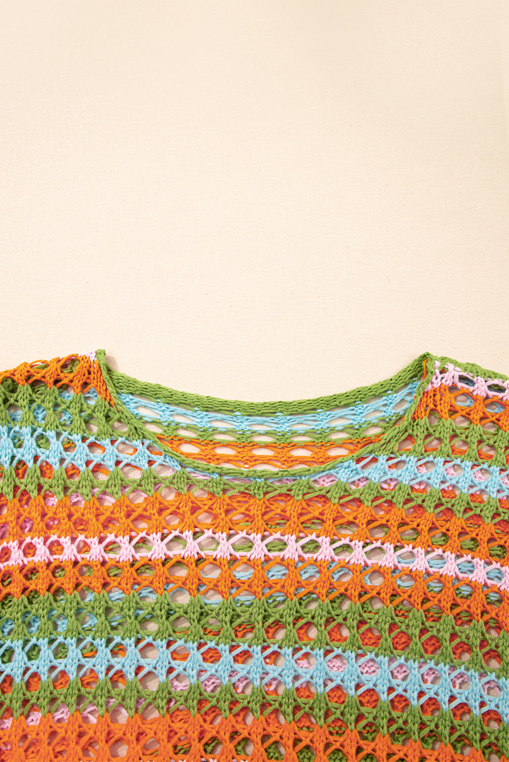 Multi Stripe Open Knit Sweater Beach Cover Up