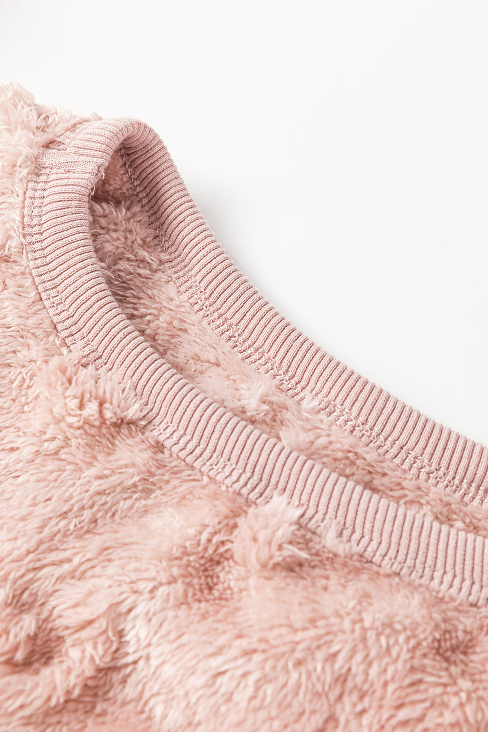 Textured Leopard Fleece Loose 2-Piece Lounge Set in Light Pink