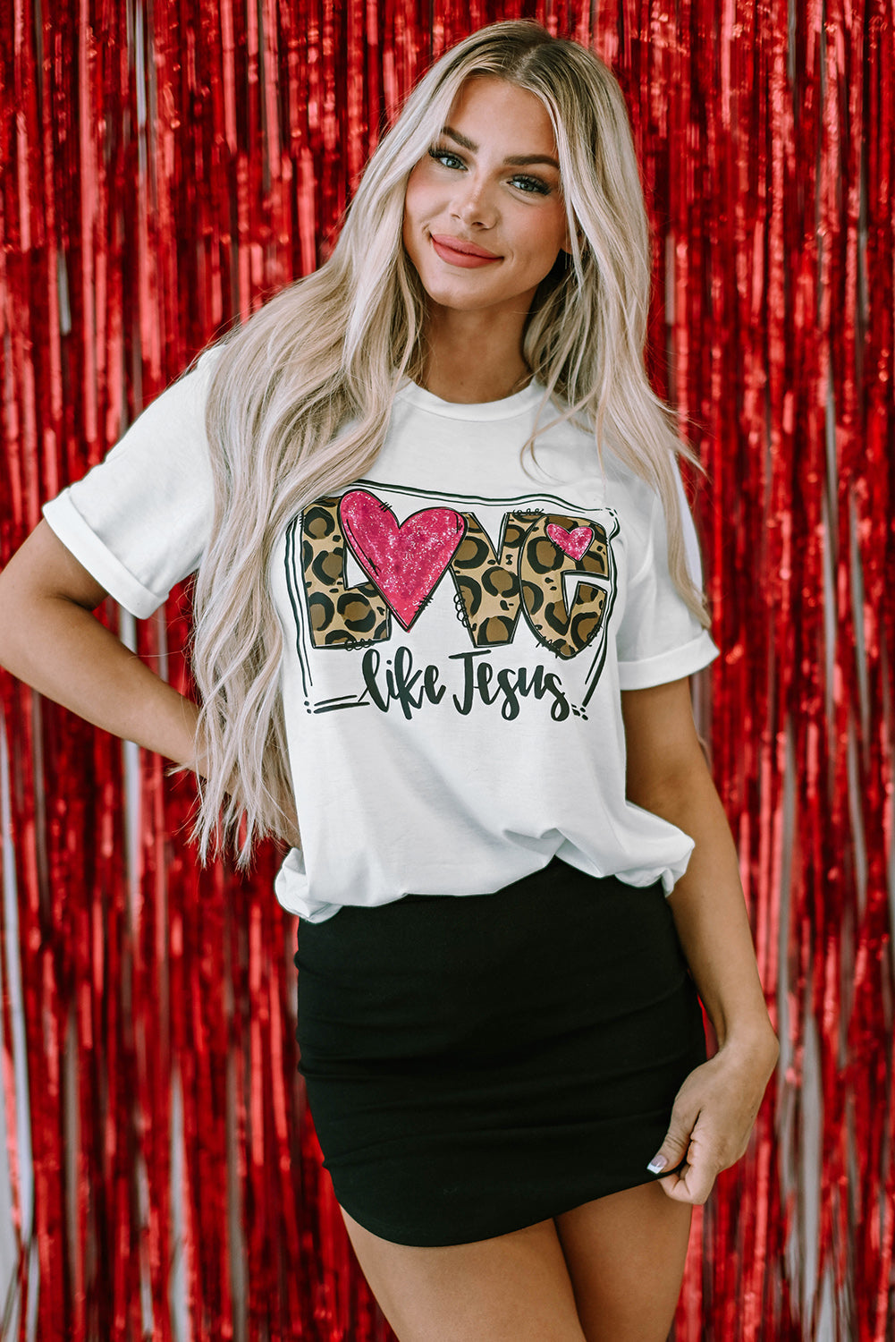 Women's Tee Featuring LOVE Like Jesus Graphic-Print Crew Neck
