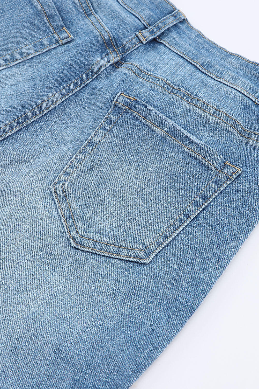 Women's High-Rise Button-Front Distressed Flared Jeans