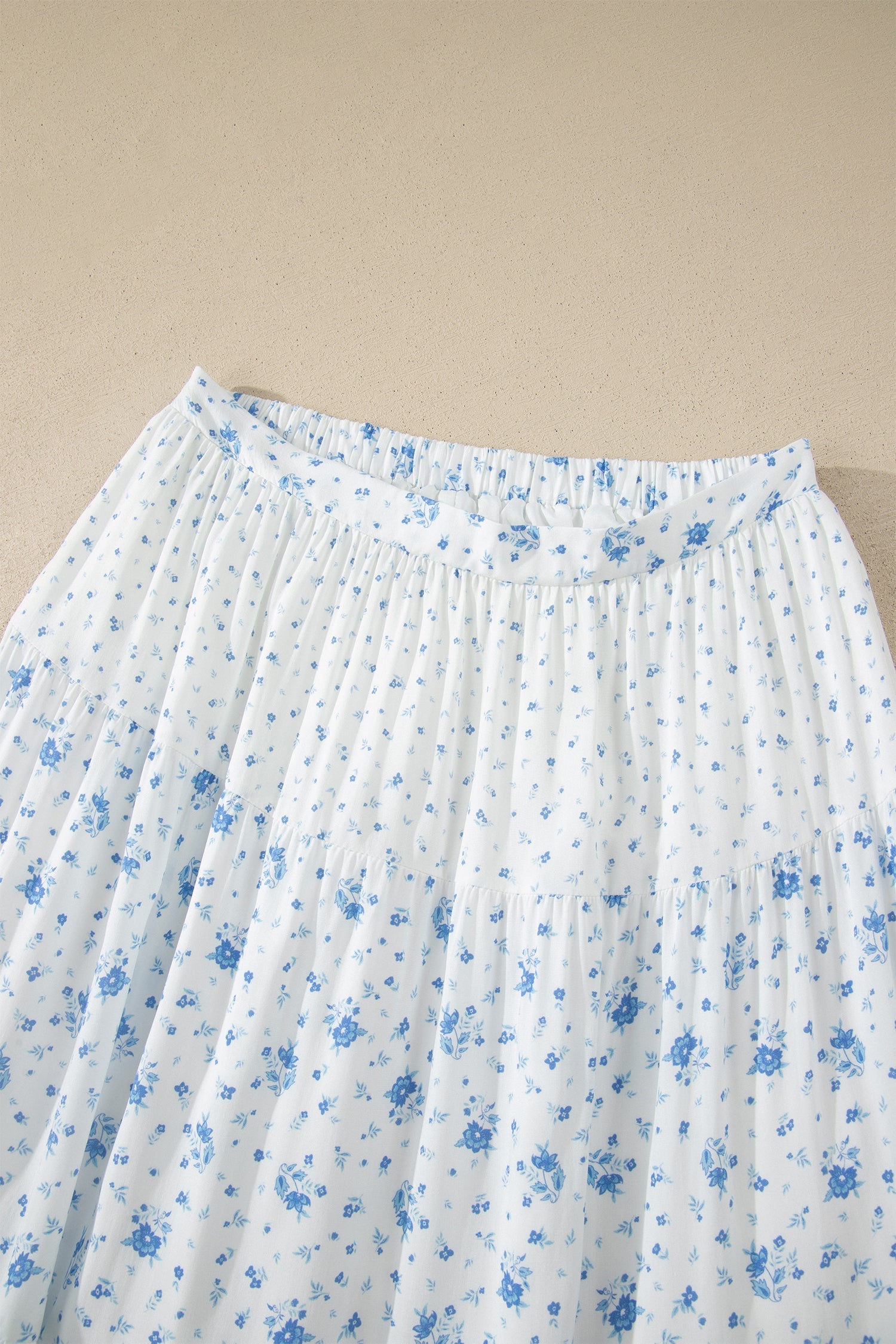 Blue Polished Sky High-Waisted Tiny Floral-Print Boho Maxi Skirt