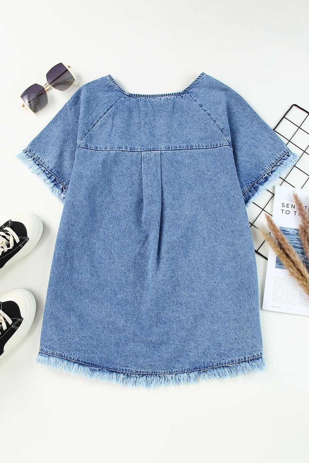 Women's Top with Raw Edge Denim