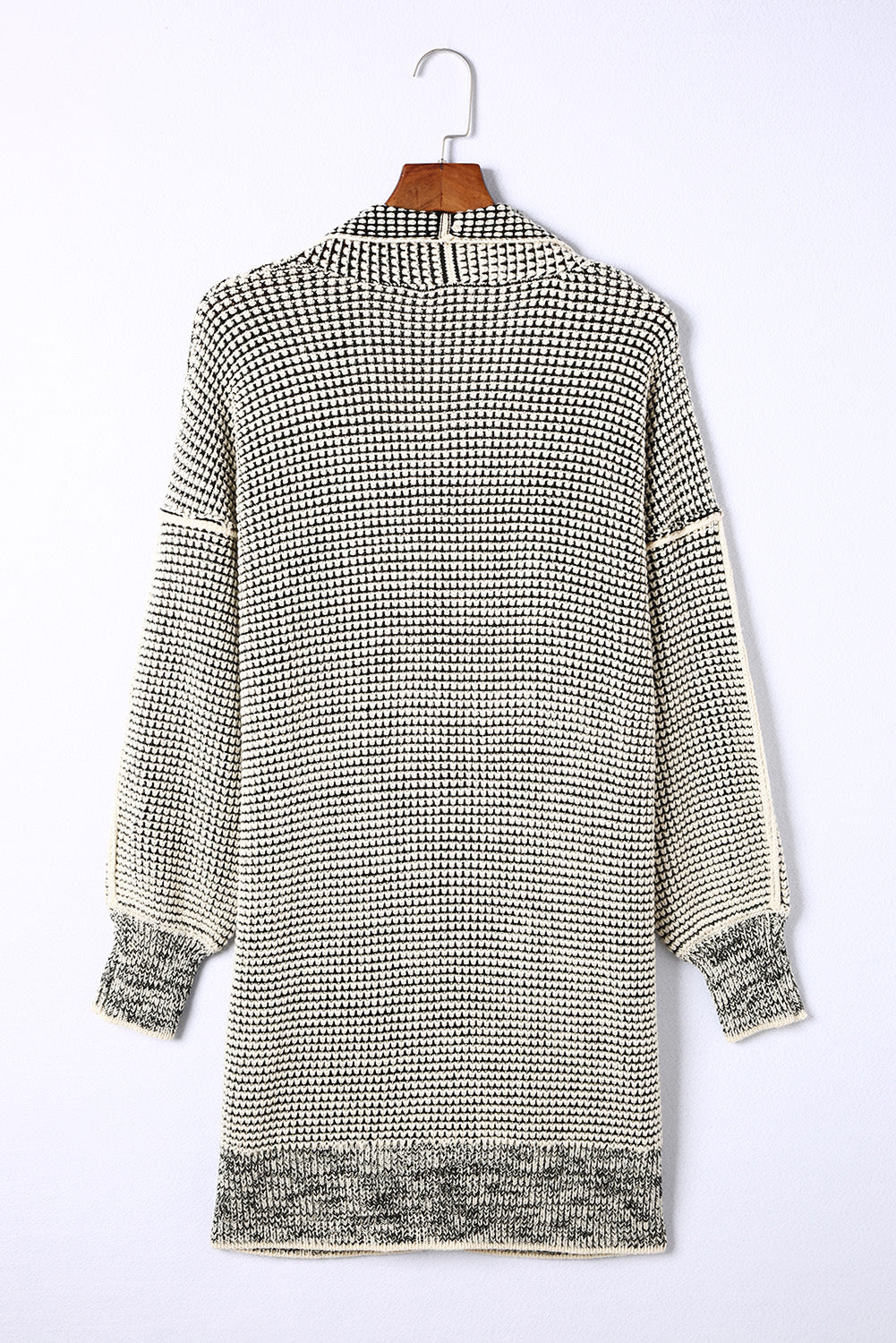 Cardigan for Women Plaid Knitted Long Open Front Apricot