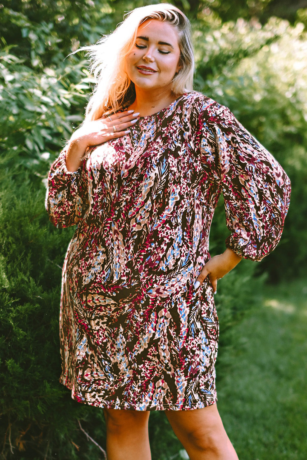 Women's Dresses with Plus Size Floral-Print Print Mini