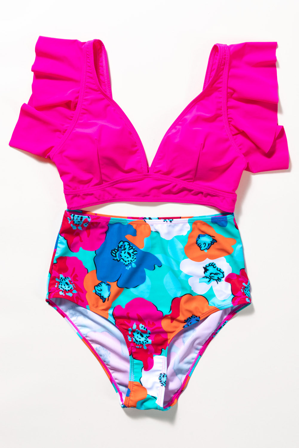 Women's High-Rise Ruffles Floral-Print Print Bikini