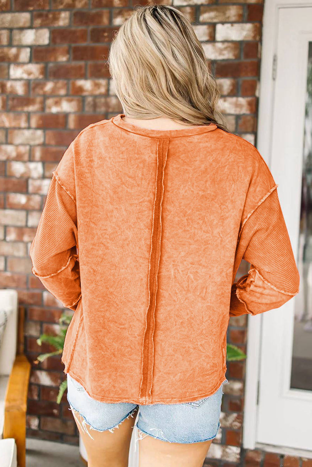 Women's Sweatshirt with Halloween Pumpkin Face Patchwork