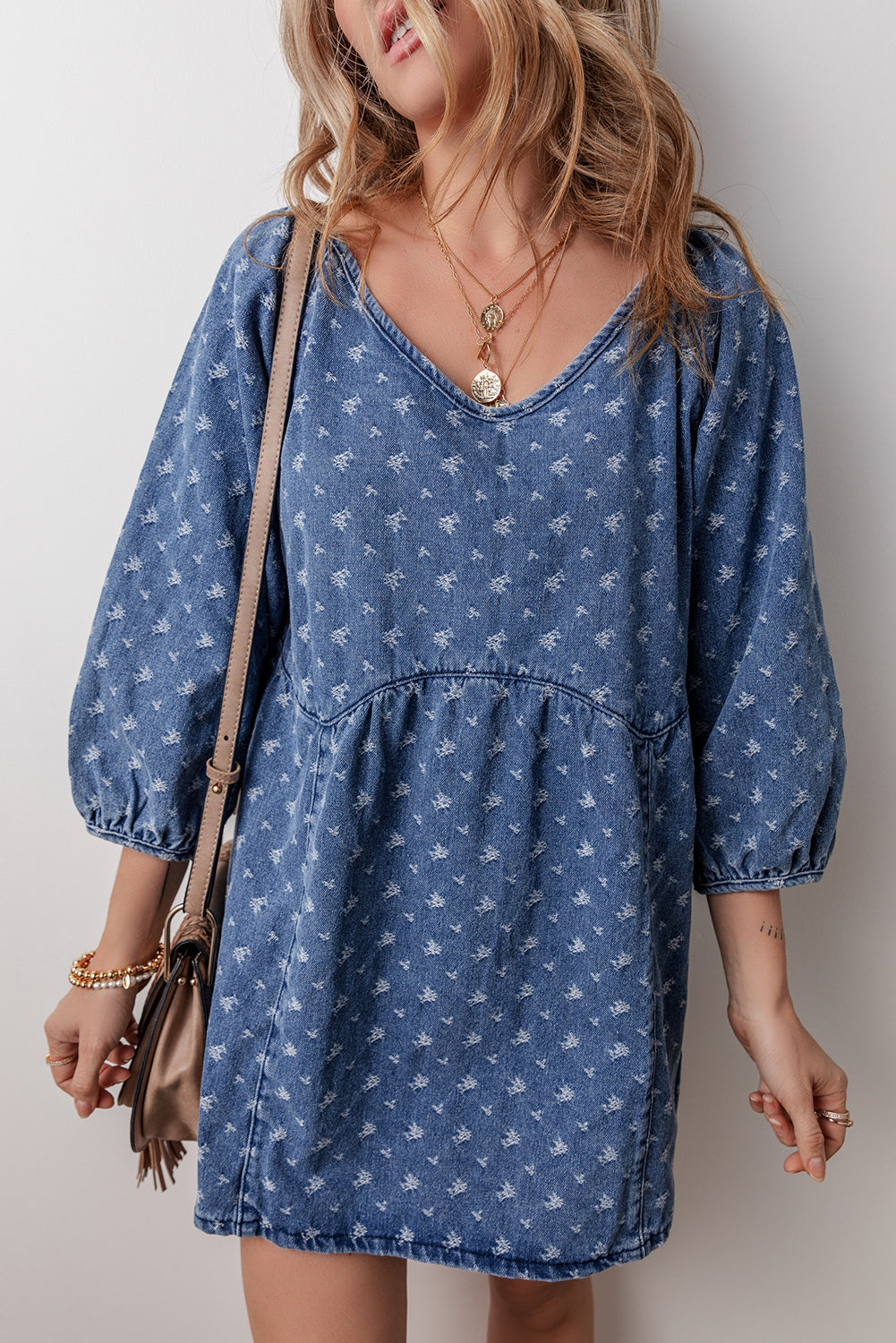 Women's Dress Featuring Open-Back Relaxed Fit Denim