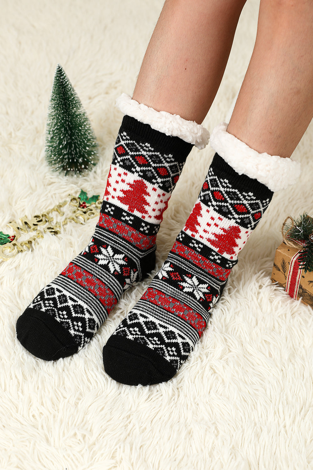 Christmas Tree Pattern Thermal Socks