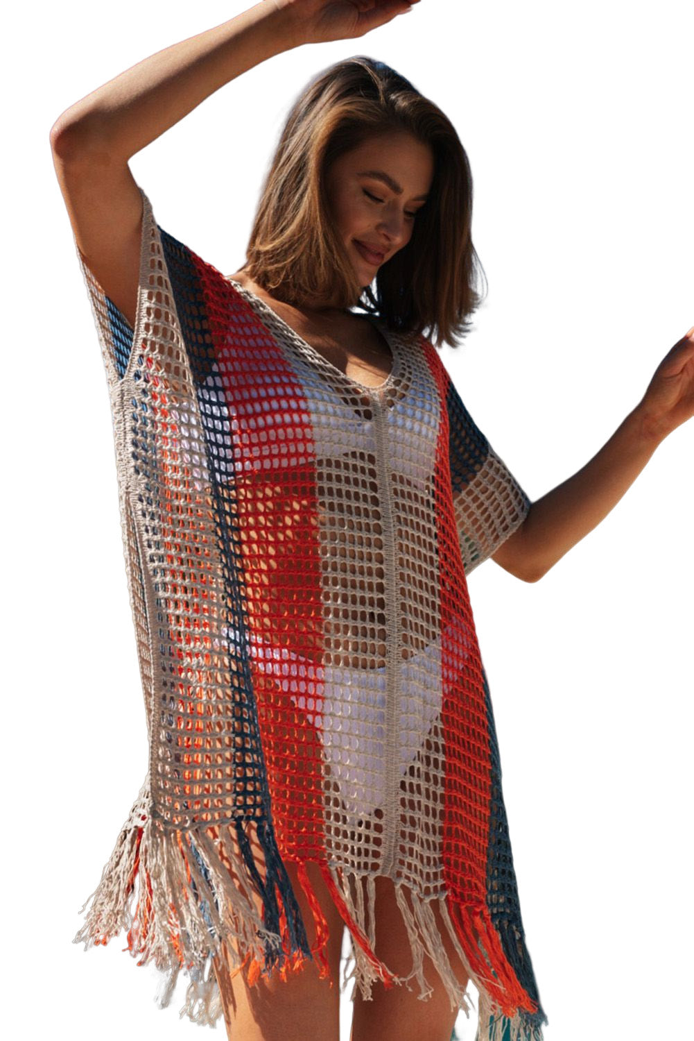 Women's Beach Cover Tassel Crochet Up