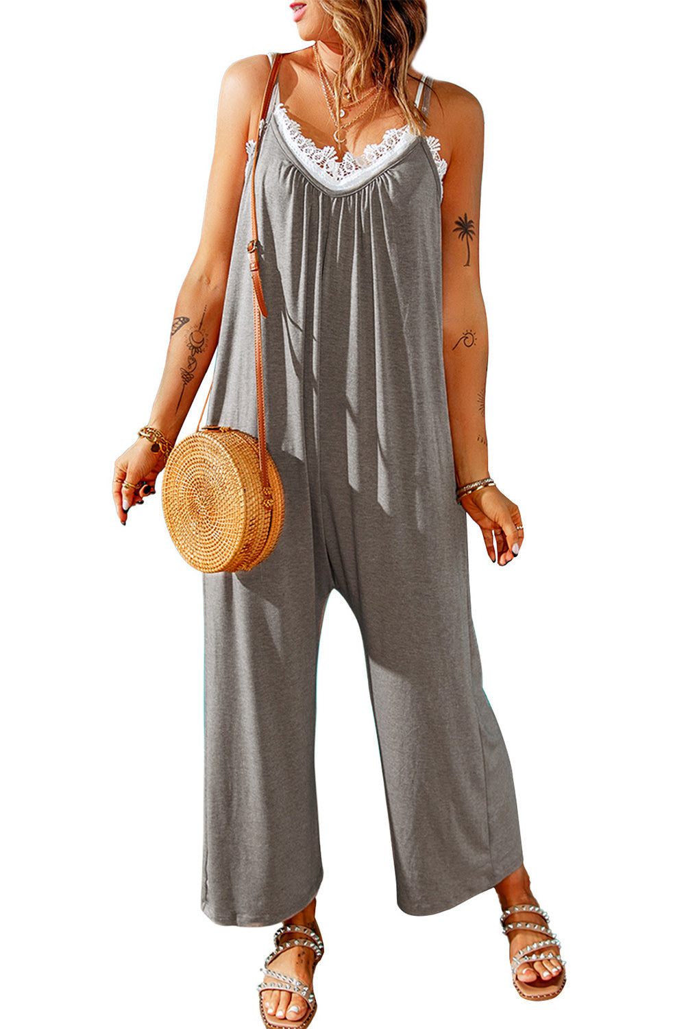 Women's Jumpsuits Featuring Spaghetti Straps Wide-Leg