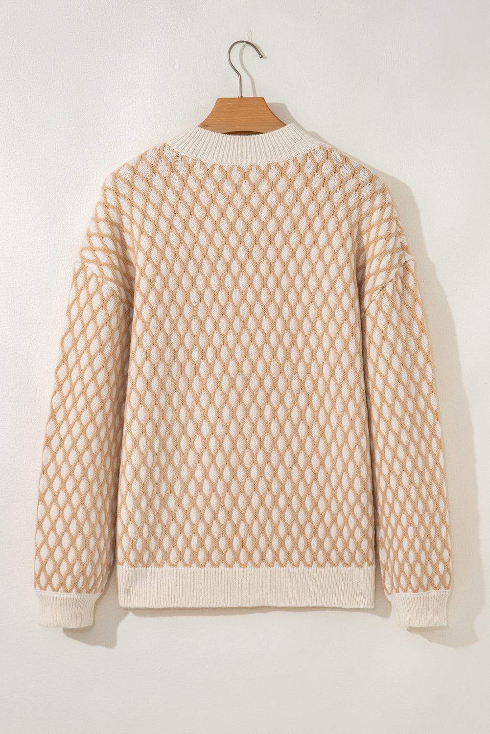 Knit Rhombus Textured Mock-Neck Knit Top in Smoke Gray