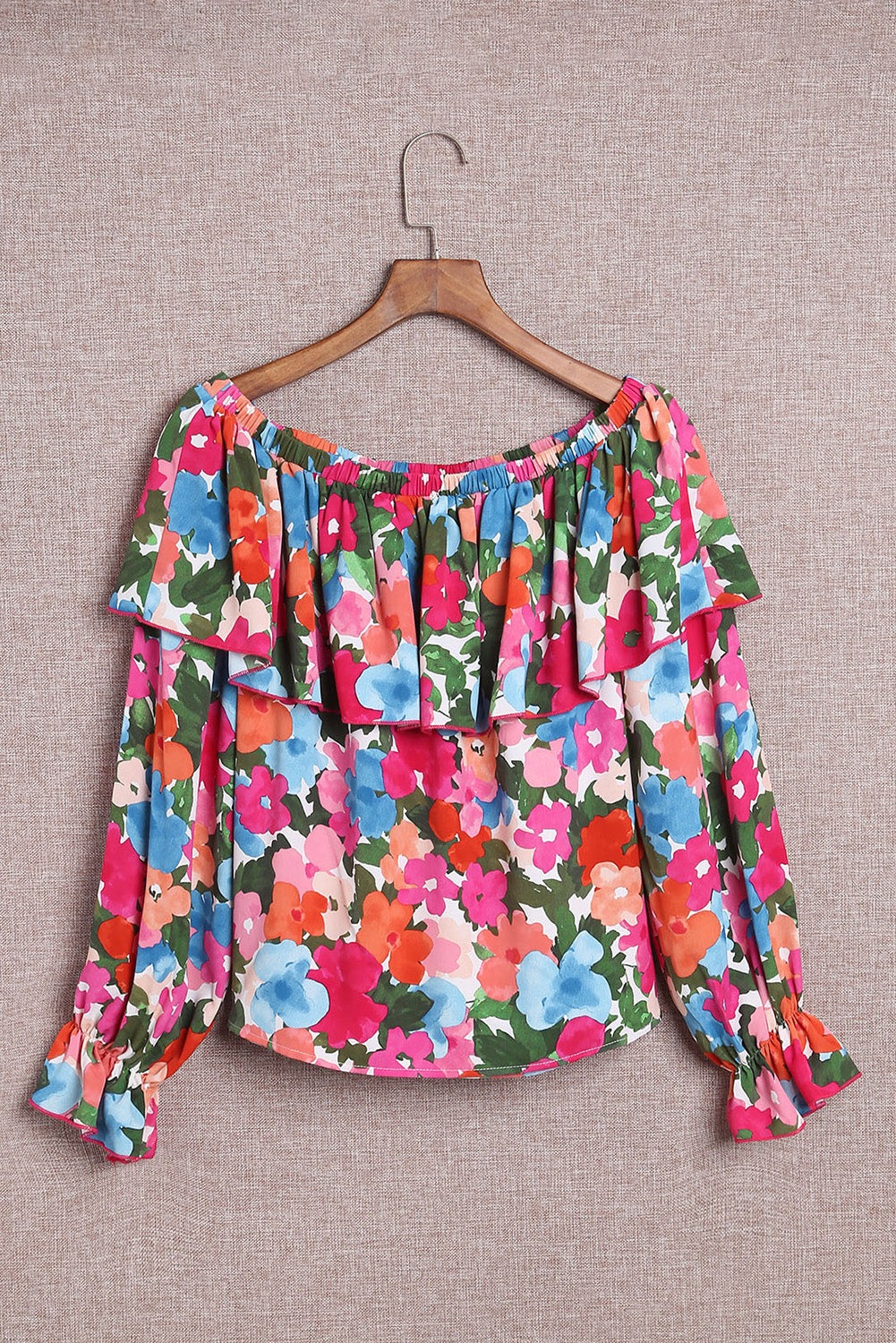 Women's Floral-Print Ruffle-Trimmed Off Shoulder Blouse